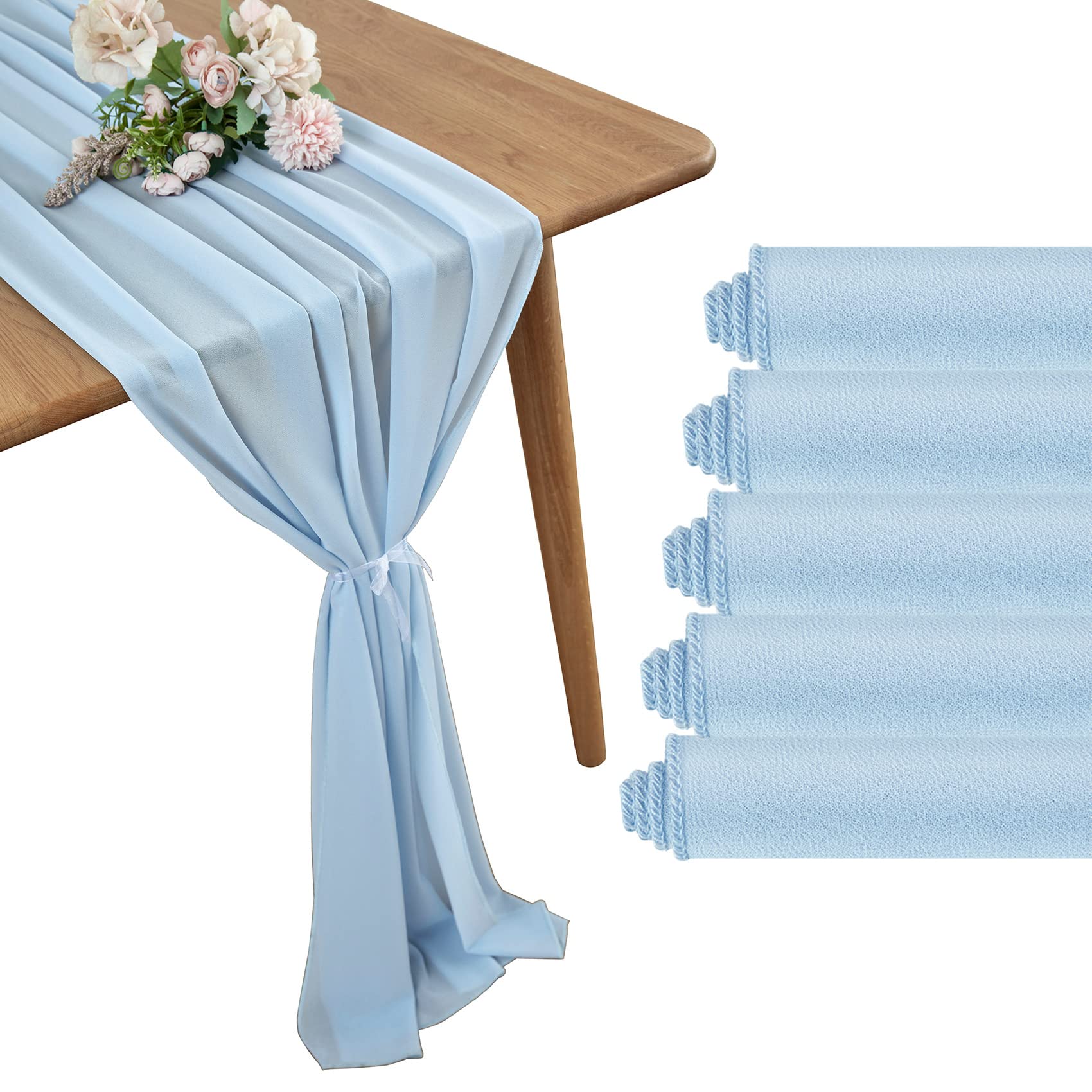 Socomi - 3 Caminos De Mesa De Gasa, Estilo Bohemio Y Rústico, Para Primavera, Pascua, Bodas, Fiestas, Baby Showers, Cumpleaños Y Decoración Del Hogar, 120 Pulgadas/10 Pies, Color Blanco Marfil
