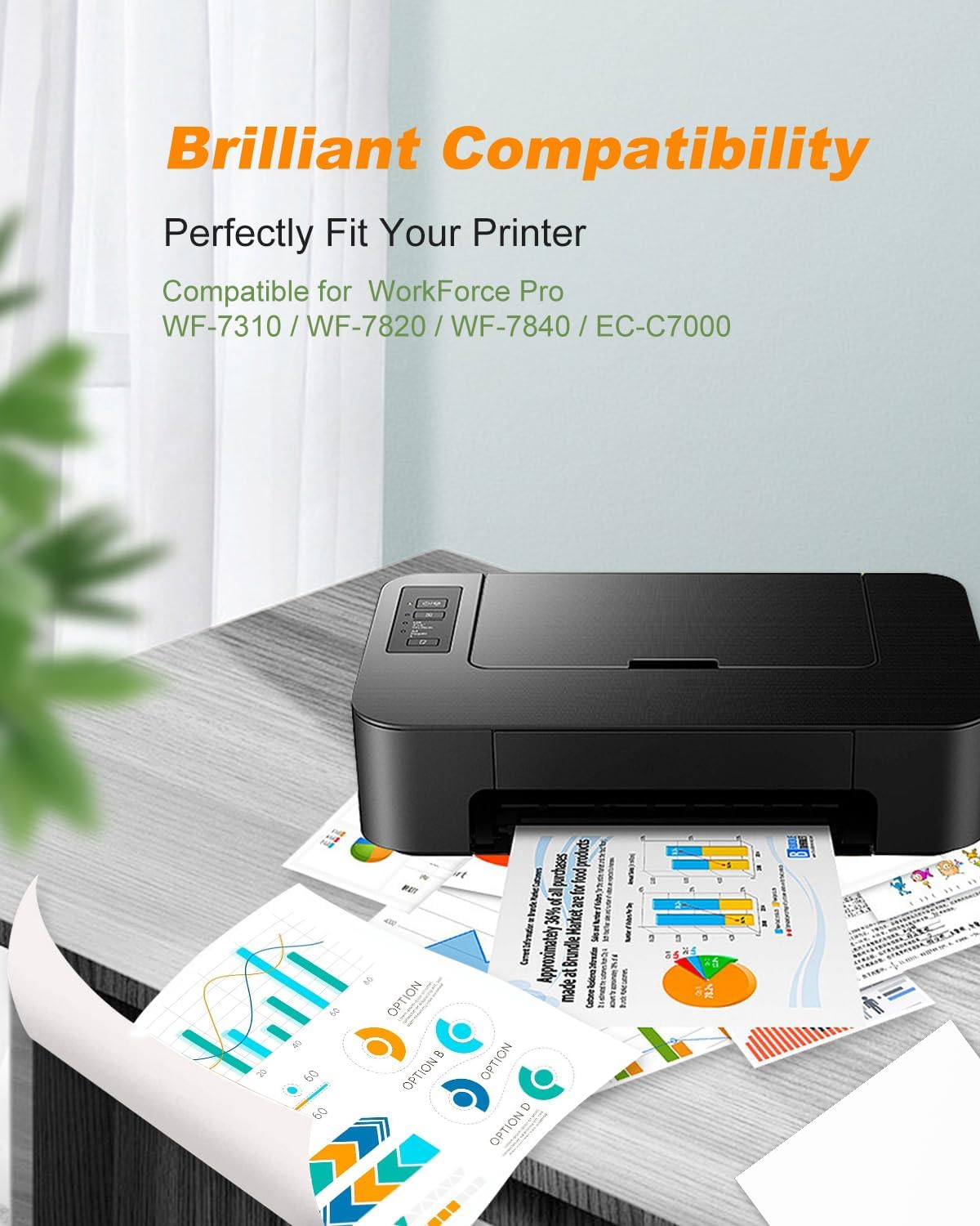 812XL Ink Cartridge Epson Remanufactured Replacement for Epson 812XL Ink Cartridges Combo Pack for Epson 812XL 812 XL T812XL for Workforce Pro WF-7840 WF-7820 WF-7310 EC-C7000 Printer(5 Pack, 812XL) - Image 2