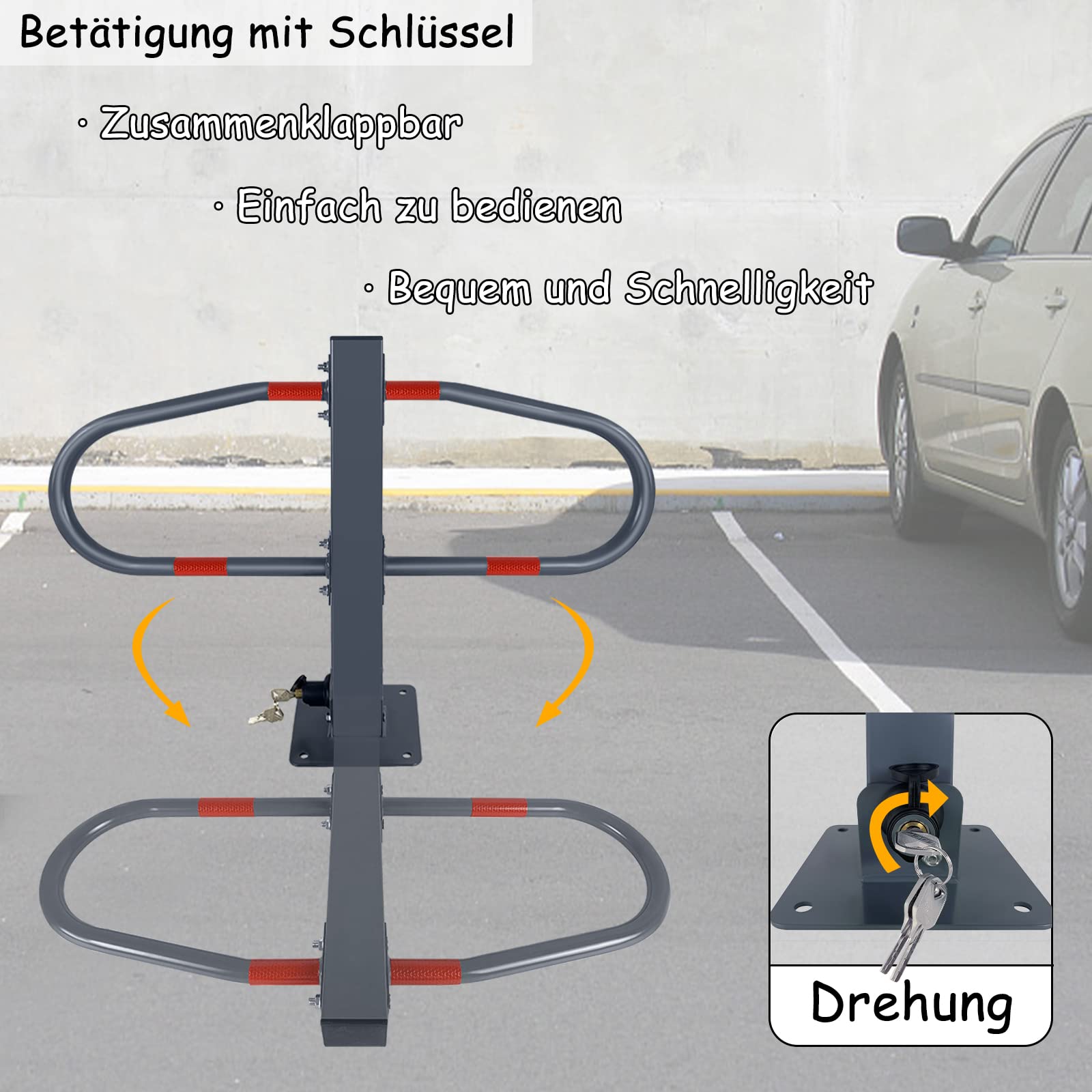 NAIZY Folding Parking Pole with 3 Keys and Reflective