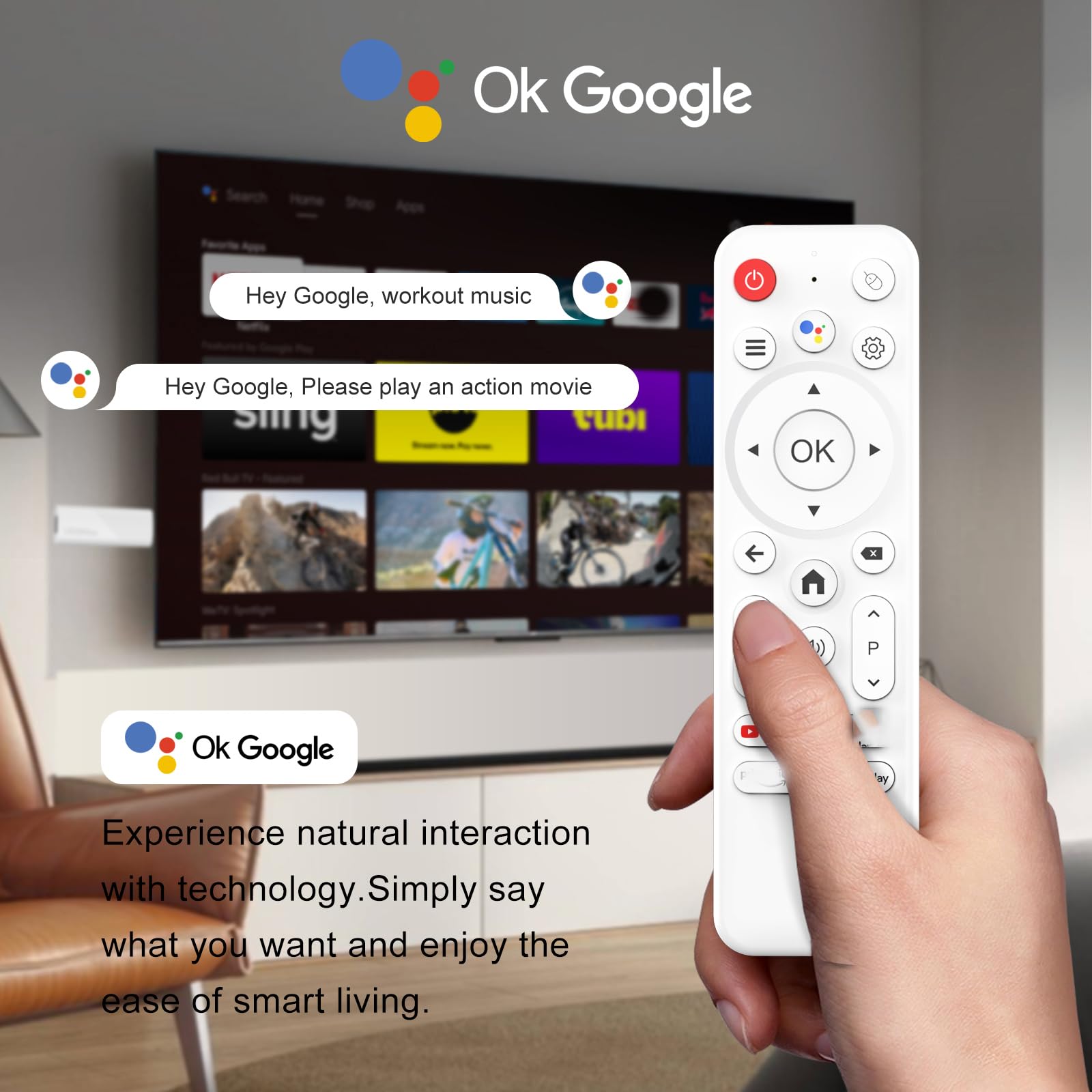 H96 MAX Android 14.0 TV Stick 16GB ATV Quad-Core WiFi6 2.4G/5.8Ghz BT5.0 4K AV1 Ultra HD Lettore di controllo vocale Smart Home