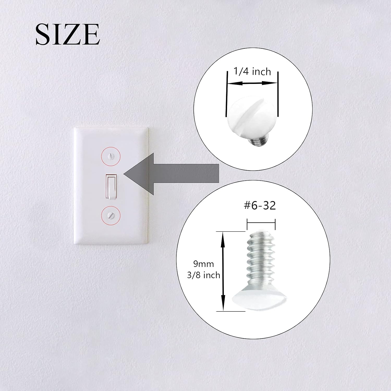 80 Packs Wall Plate Screws, 3/8 Inch Outlet Screws 6-32 White Screws Perfect Replacement for Switch Plate, Outlet Cover and Light Plate