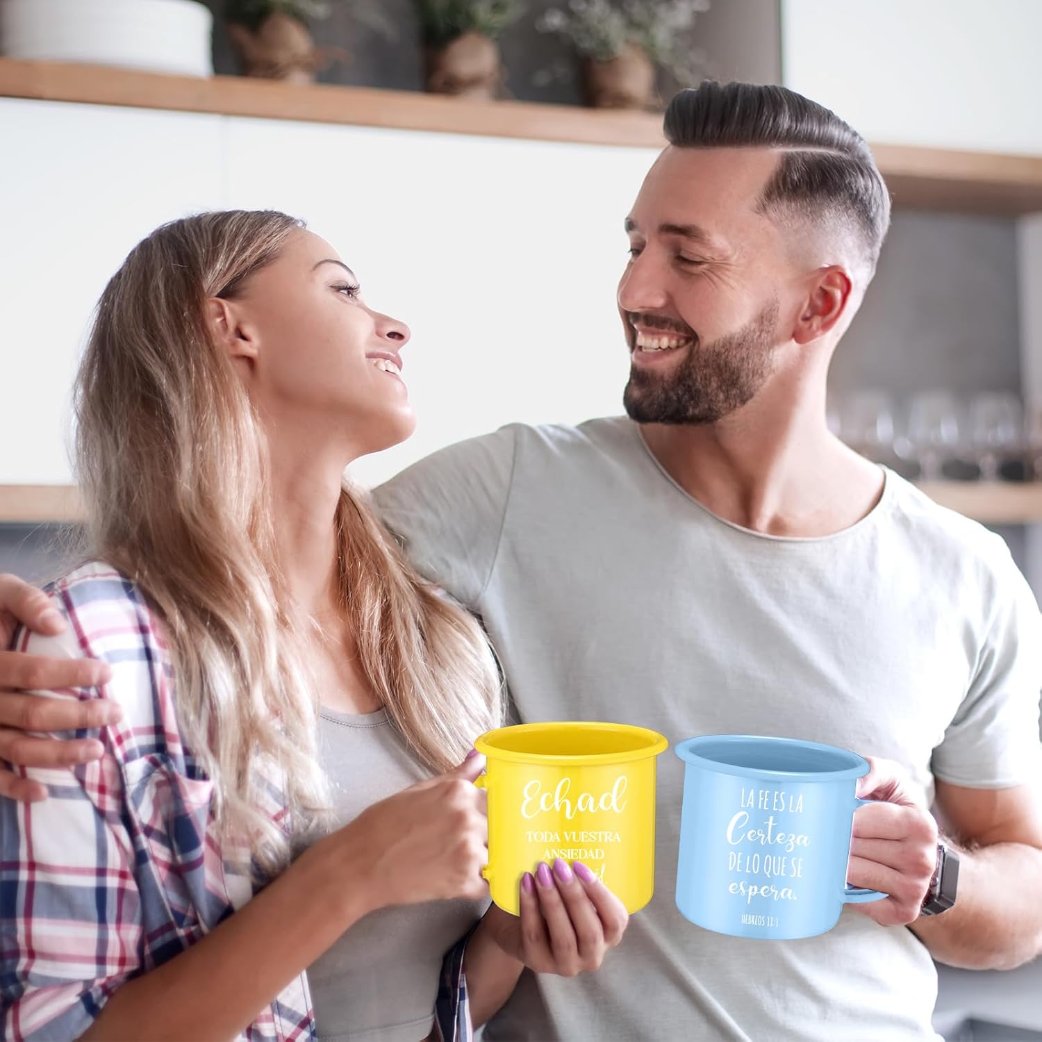 8 Pcs Christian Enamel Mugs 16oz Spanish Religious Inspirational Christmas Coffee Mugs with Bible Verse Christian Drinking Cups with Scripture Xmas Gifts for Men Women Church(Colorful)