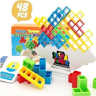 Tetra Tower Games, Balance Stacking Block Party Game, Building Blocks Board Game for Kids & Family, Early Education Puzzle Building Blocks, Perfect Board Games, Stacking Fun Toy (48pcs)