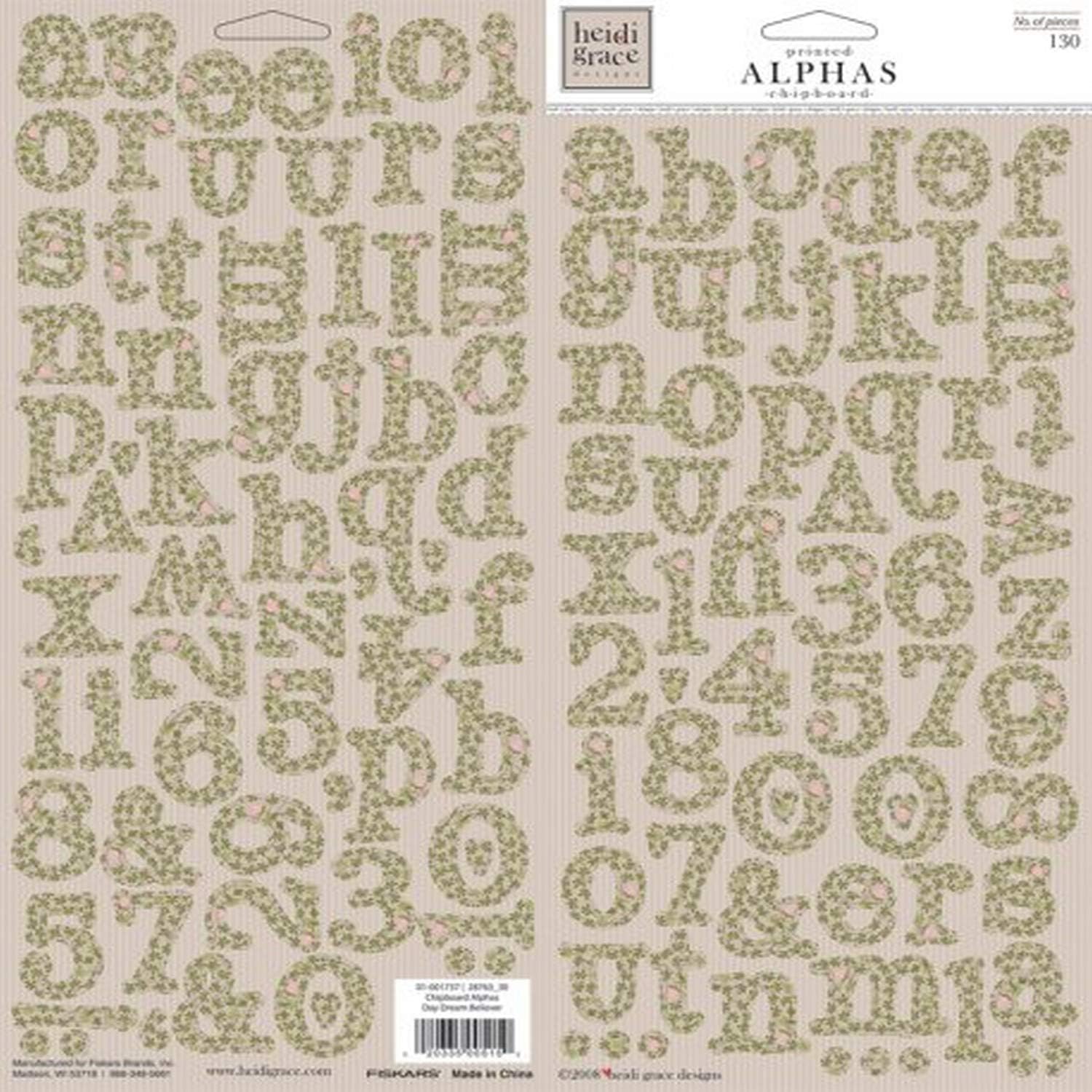 Fiskars Heidi Grace Designs Chipboard Stickers Daydream Believer Printed Alphas