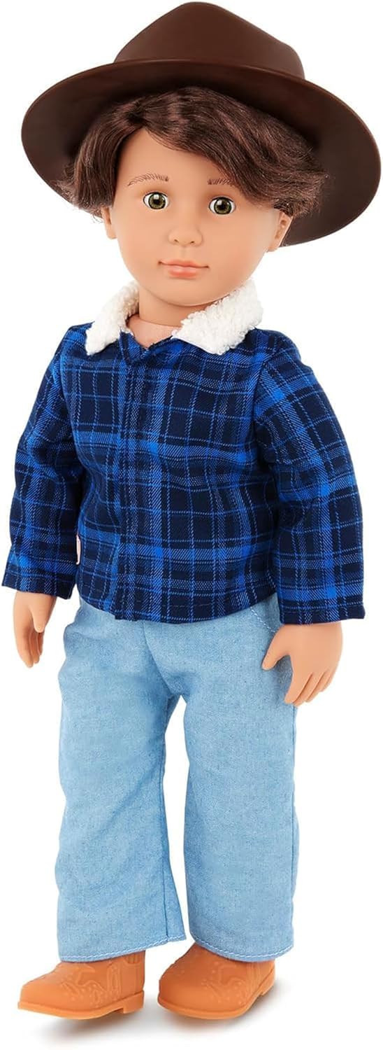 Our Generation – 18-inch Boy Doll – Lifelike Hazel Eyes & Wavy Brown Hair – Western-Style Outfit & Country Hat – Pretend Play – Toys for Kids Ages 3 Years Old & Up – Dustin