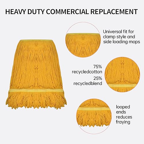 Miniatura 3 de Cabezal de trapeador comercial de alta resistencia, cabezal de trapeador de cuerdas, cabezal de repuesto de trapeador de hilo de algodón, cabezal de