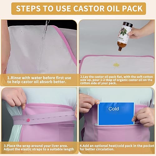Miniatura 6 de Paquetes de aceite de ricino, paquetes de aceite de ricino orgánico reutilizables para desintoxicación del hígado, estreñimiento y menos desorden,