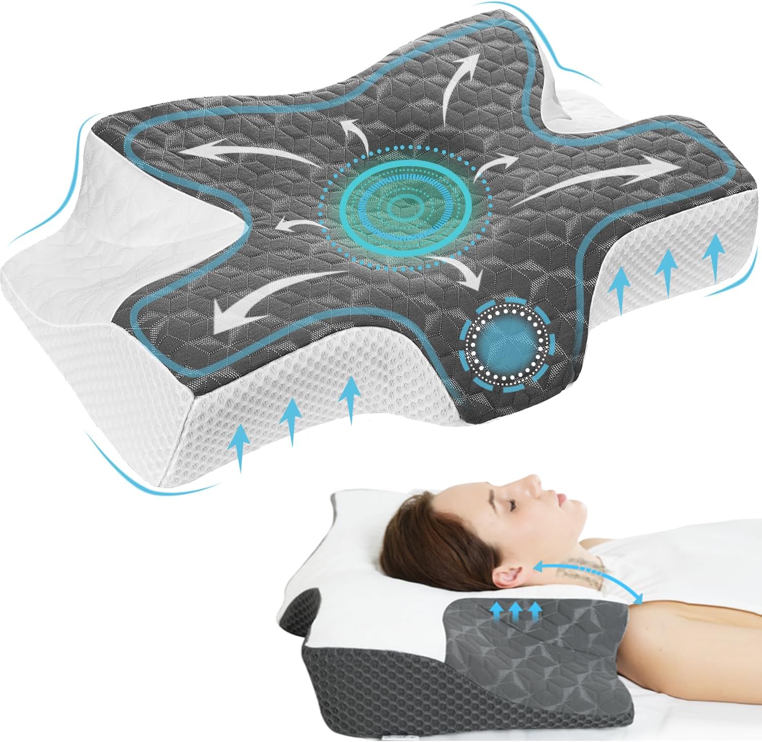 Joynox Cervical Memory Foam Contour Pillow for Neck and Shoulder Pain