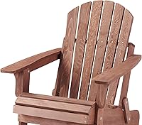 Vista 5 de Silla Adirondack plegable de madera de gran tamaño con respaldo premontado y tabla de asiento, silla de patio de madera para jardín, patio trasero