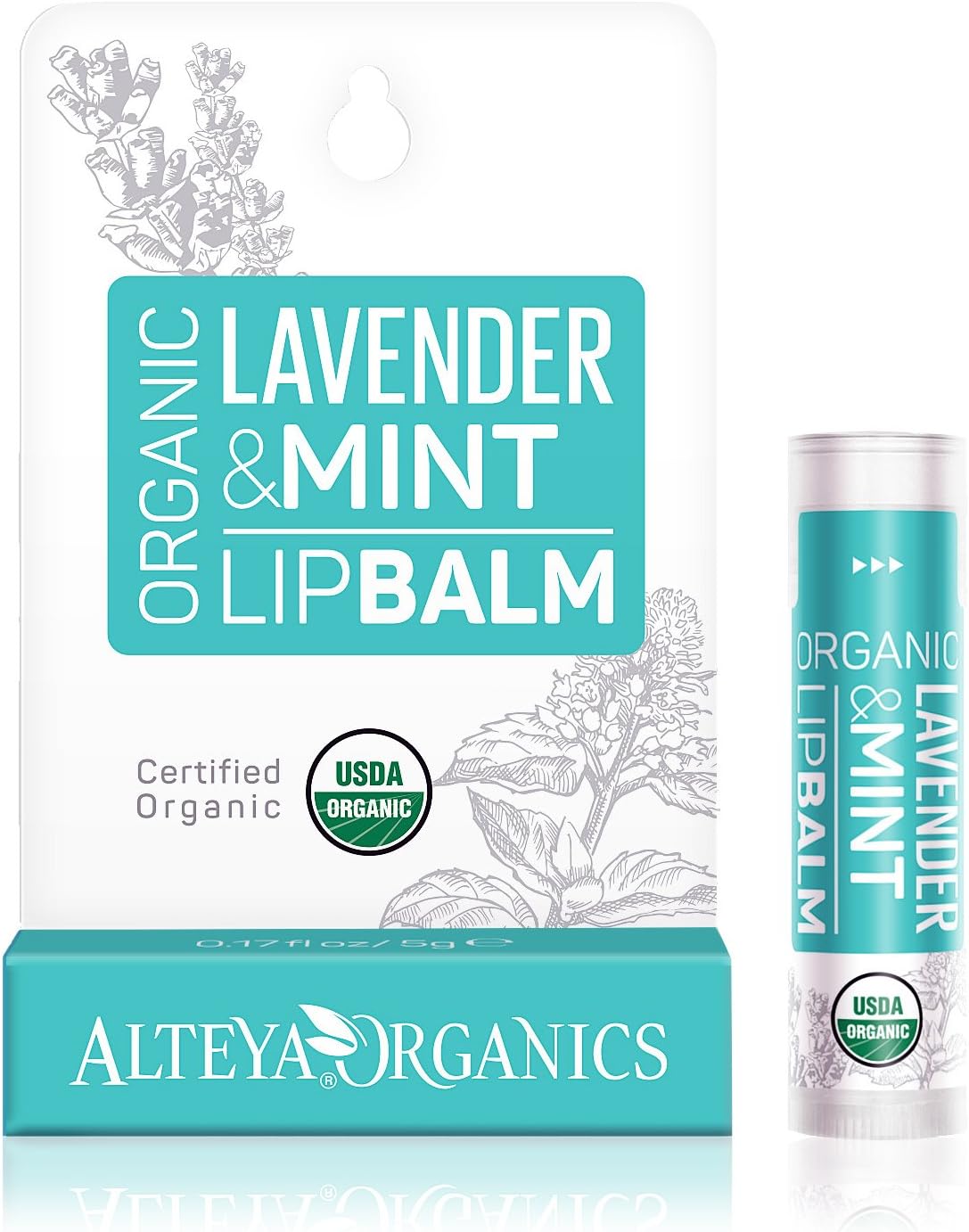 Alteya Organic Lippenbalsem Lavendel & Munt 4.5g – USDA Biologisch Gecertificeerde Puur Natuurlijke Lipverzorging op Basis van een Zorgvuldig Geselecteerd Bouquet van Hydraterende