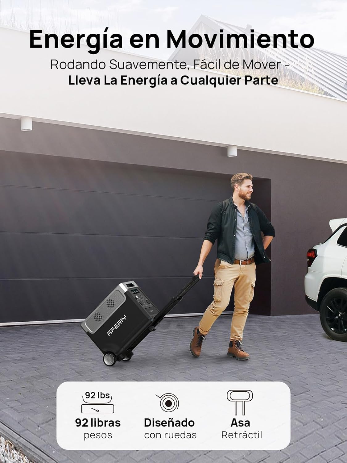 AFERIY - Generador Eléctrico Portátil 3600 W, Batería De Emergencia LiFePO4 3840 Wh, Con Aplicación, Carga Rápida 1,5 H, Toma Ue 220-240 V, UPS, Generador Solar Para Camping/Familia/Oficina