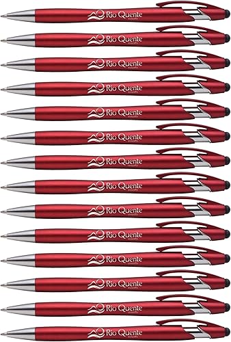 ExpressDesigns - Bolígrafo Beemer con punta de lápiz capacitivo, tinta de escritura negra personalizada impresa con nombre o mensaje, 14 unidades