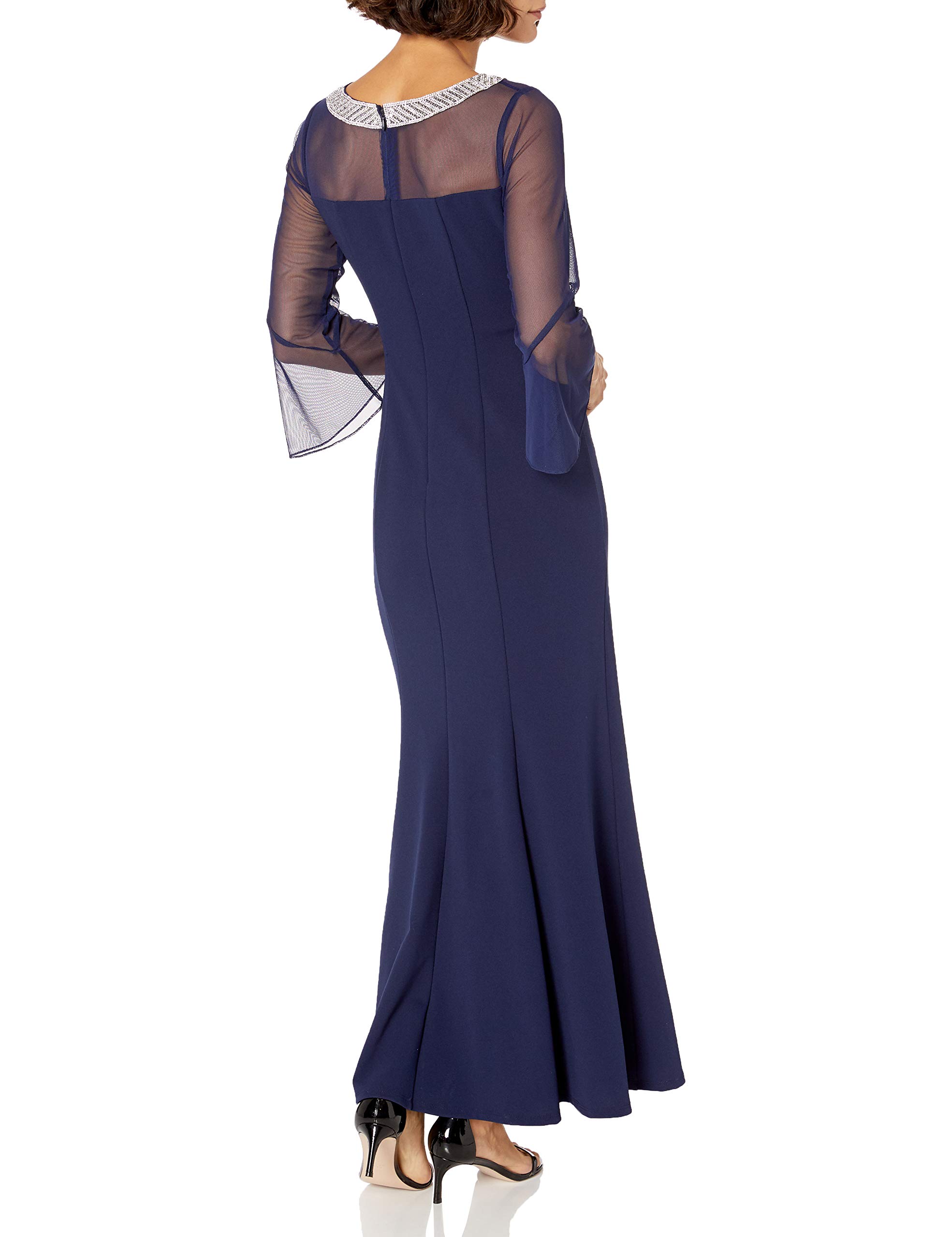 Alex Evenings Womens Long Shift Dress with Illusion Neckline (Petite and Regular Sizes)