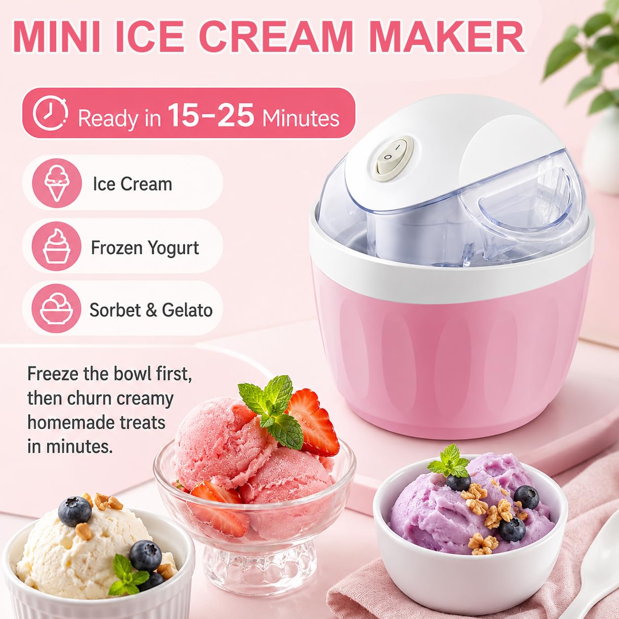 Mini Eismaschine, Fruit Ice Cream Maker, Eismaschine klein für Gelato，D