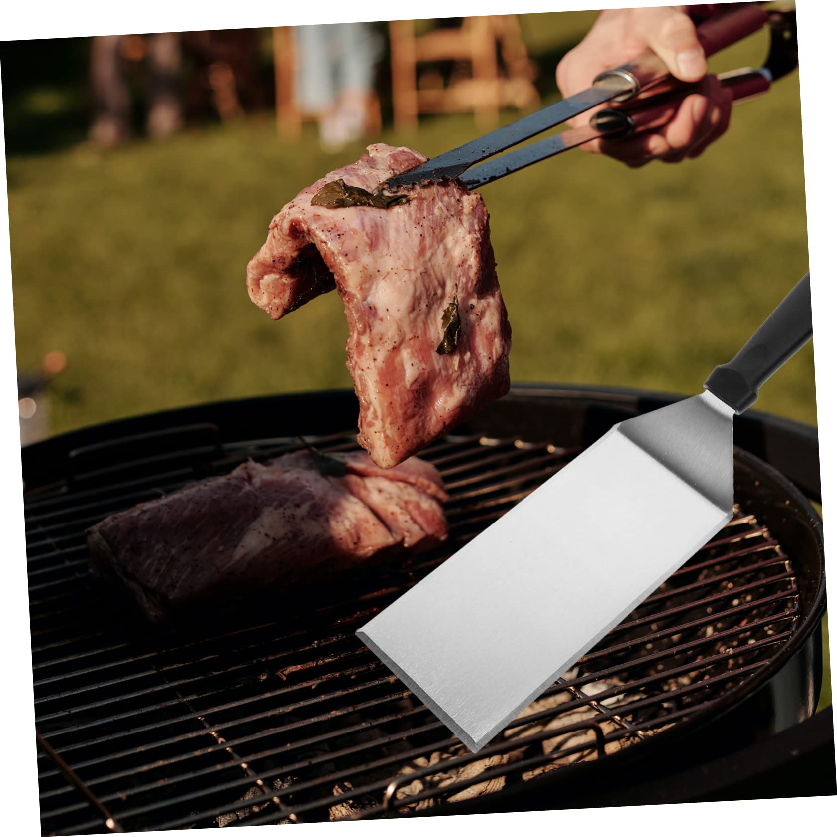 COLLBATH Spatule Cuisine Ustensile de Cuisson en Acier Inoxydable Poignée en Pp 3 Pièces pour Retourner et Remuer, pour Barbecue et Plancha