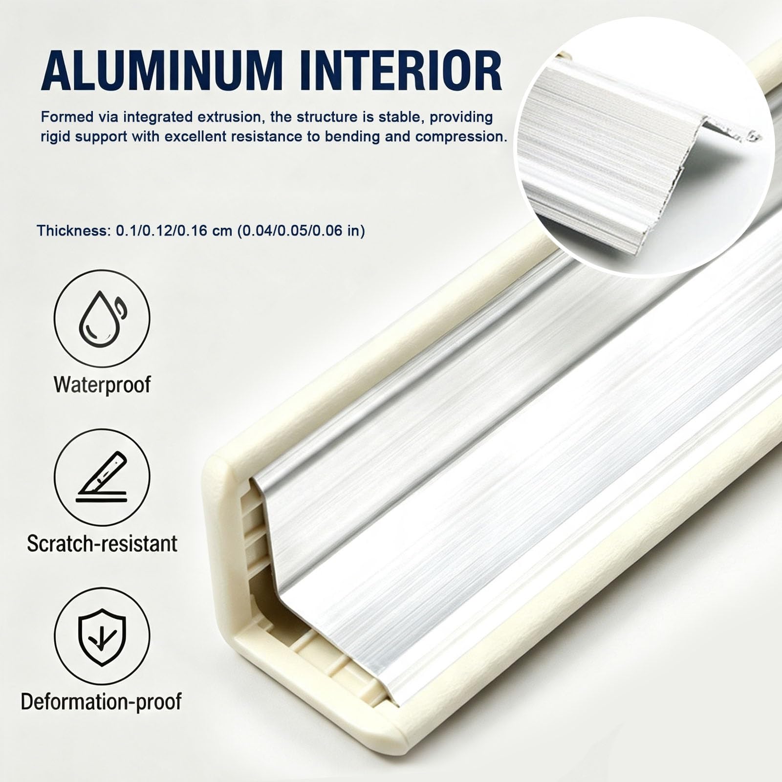 Narożnik Ochronny na Ścianę, PVC + Aluminium, Profil Typu L | Osłona Krawędzi, 4 Śruby Rozporowe, Zaślepka; do Szpitali, Sklepów, Szkół, Magazynów i Hoteli(7x0.12x150cm/2.7x0.05x59in)