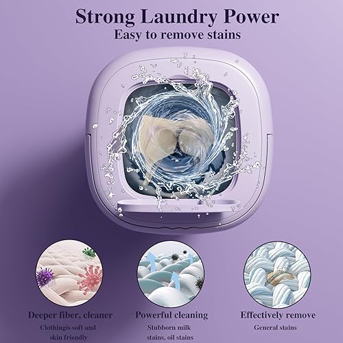 Miniatura 6 de Lavadora portátil, mini lavadora FOVXYVO de 9 litros de alta capacidad para ropa interior, ropa de bebé, calcetines, artículos para mascotas y
