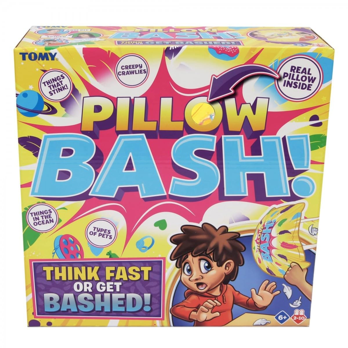 TOMY Pillow Bash - Divertenti giochi per feste, 2-10 giocatori, età 6+ - blu, bianco