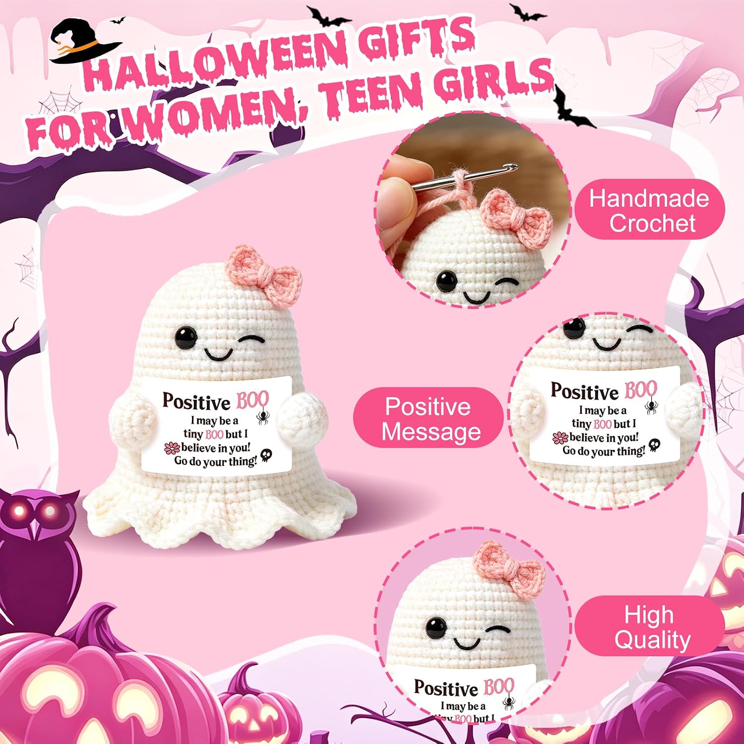 Pink Boo Basket Stuffers for Teens Girl Women, Halloween Spa Gift Basket image 5
