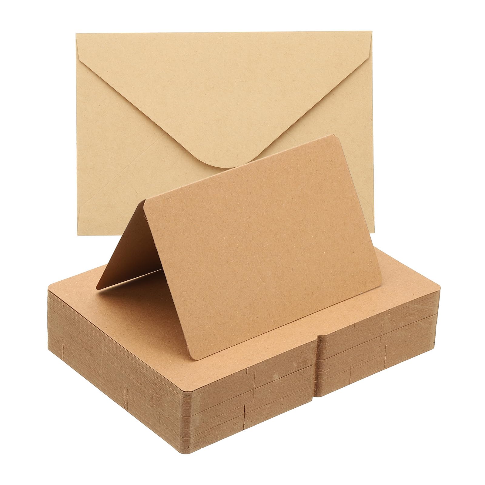PATIKIL 100 Set 4x6 Half Fold Blank Note Cards Und Envelopes Brown