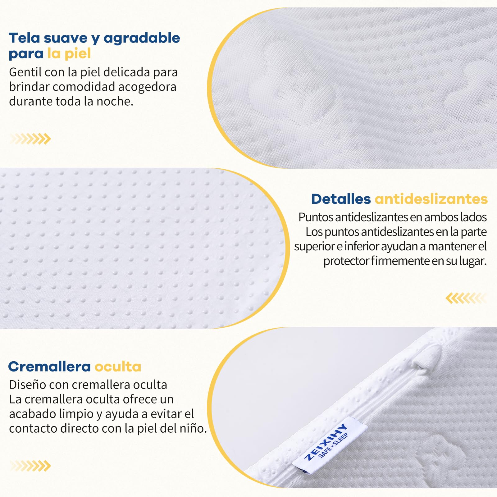 Barrera de Cama Infantil de Espuma Semicircular, Protector de Cama con Funda Extraíble y Lavable, Antideslizante para Camas Individual, Matrimonio, Queen y King, 132 × 18 × 12 cm, Pack de 2
