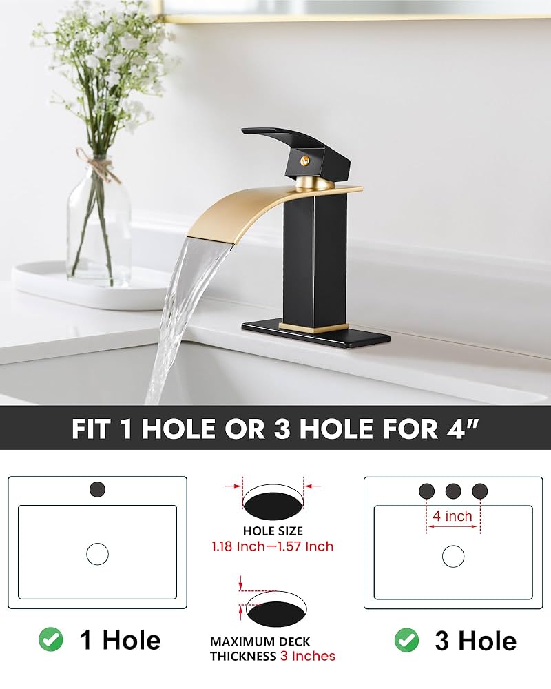 Ifunanya★ Midanya Bathroom Sink Faucet Single Handle Suitable for 1 or