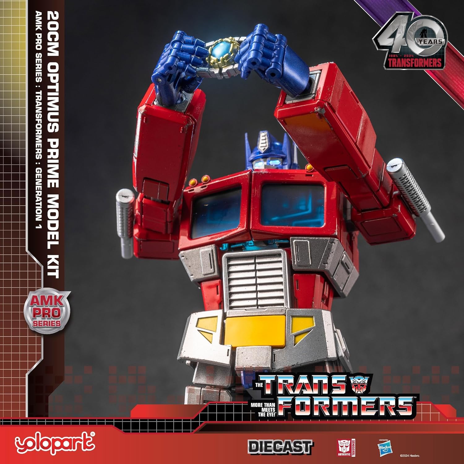 YOLOPARK Optimus Prime Transformer zabawka, 20 cm, Transformers G1 Optimus Prime Action figurka z ulepszonym uzbrojeniem, ruchoma zabawka kolekcjonerska Transformers dla 15 lat i starszych