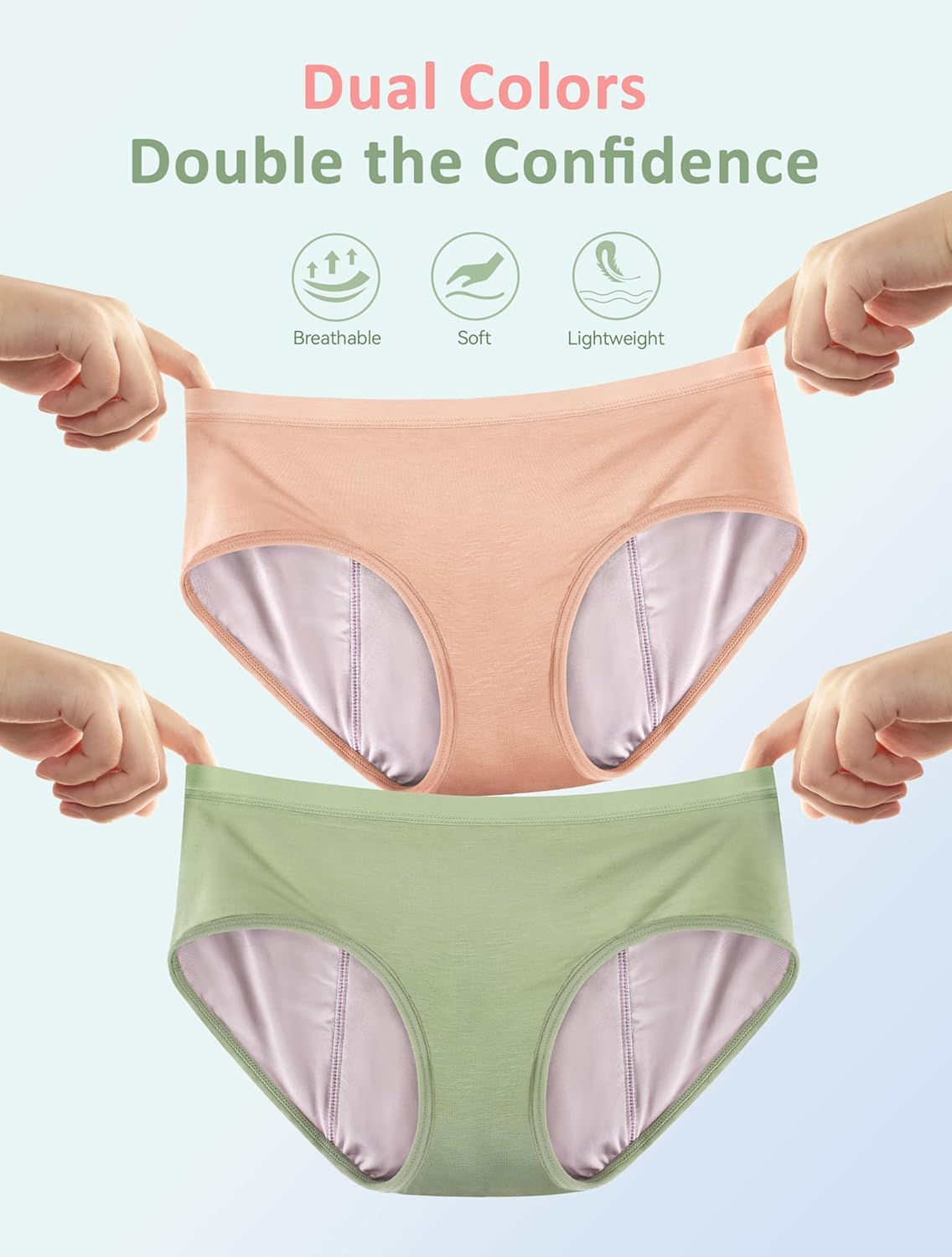 TIICHOO Girls Incontinence Underwear Washable 80ml Absorbency Leakproof Period Underwear for Teen 5 Pack - Image 5