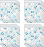 Vista 1 de Whaline 300 bolsas de celofán de Navidad con copos de nieve blancos y azules, bolsas autoadhesivas transparentes de copo de nieve para dulces