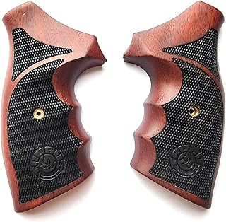 [BMPL] Hardwood Luxury Laser Grips Compatible with Taurus Medium/Large Frame.357 M44, 65, 66, 80, 82, 83, 96, 431, 441, 607, 608, 669 Revolver Handmade, Black Brown