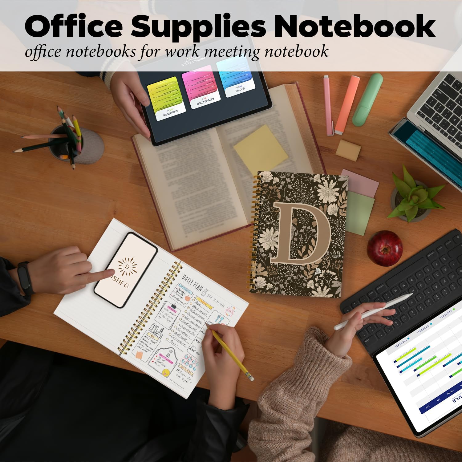 Initial D Personalized Journal Notebook, Boho Floral Journaling Notebooks for Women Girls, Costom Monogrammed Gifts for Women Mom Girls Friends, Letter Spiral Notebook, 5.5x8.3 - Image 5