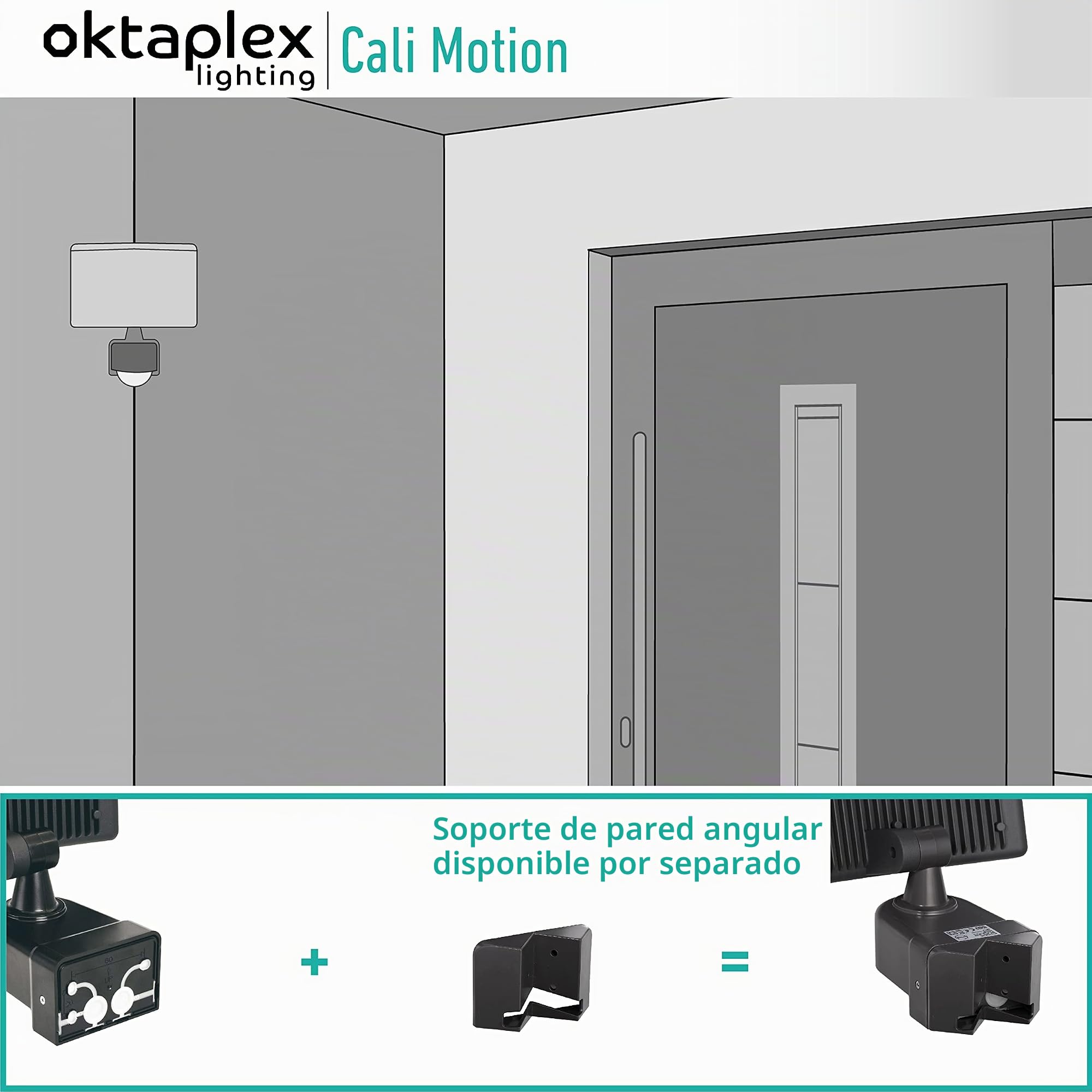 Oktaplex Foco LED Para Exteriores con Detector de Movimiento 30W 3000K 2200lm IP65 Versión Master Luz Exterior de Pared Antracita
