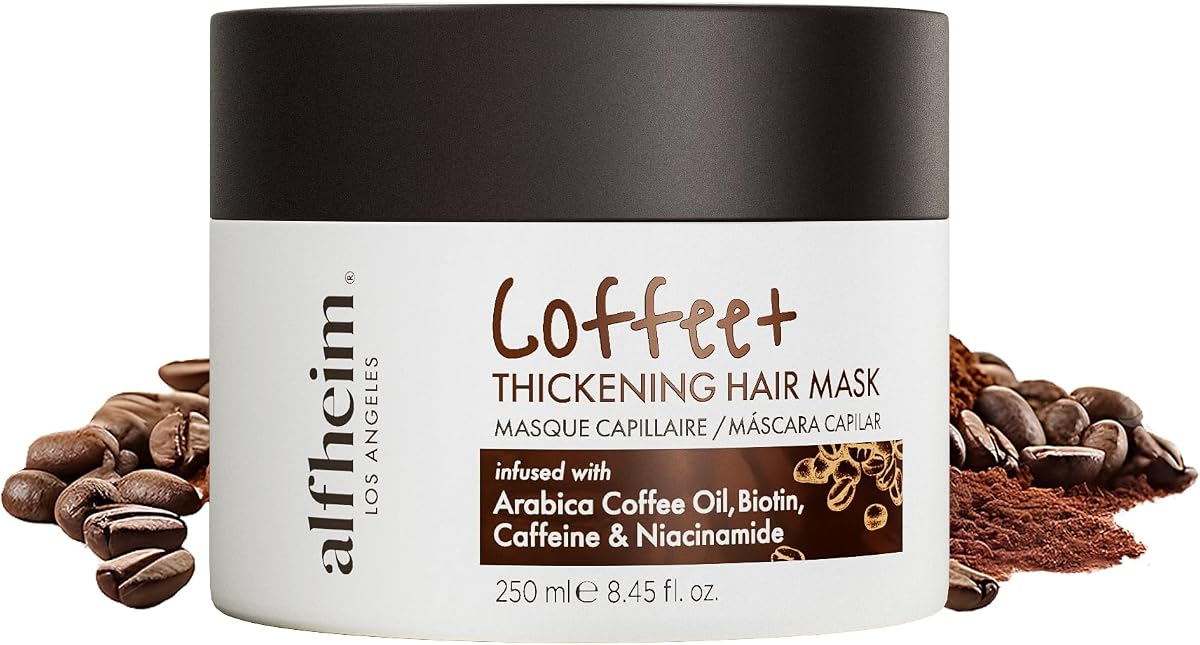 ALFHEIM Coffee+ Thickening Hair Mask for Fine, Weak & Thinning Hair with Caffeine, Biotin & Arabica Coffee Oil – Deep Repair, Strengthening & Volumizing Treatment – Sulfate-Free – 8.45 oz / 250 ml
