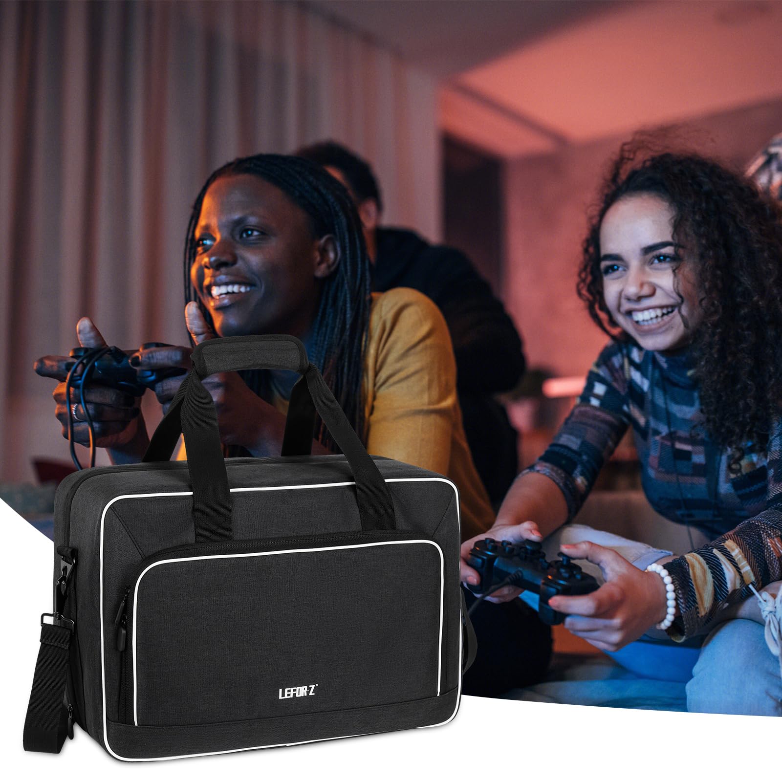 LEFOR·Z Custodia da trasporto compatibile con PS5/PS5 Pro/PS4, borsa da viaggio con imbottitura spessa, compatibile con Playstation 5/PS5 Digital Edition, controller, dischi di gioco, caricabatterie e