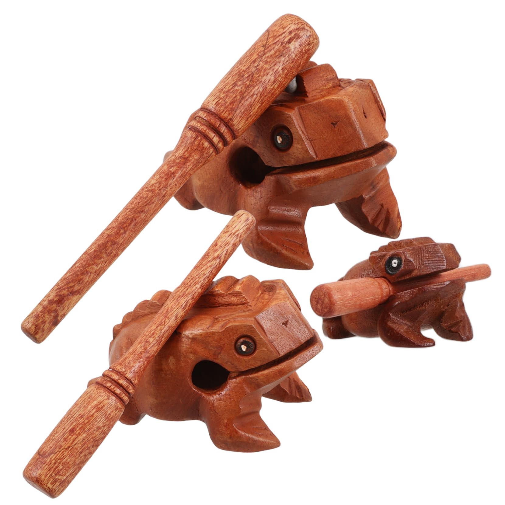Rana de Percusión de Madera 3 Piezas, Artesanía Decorativa