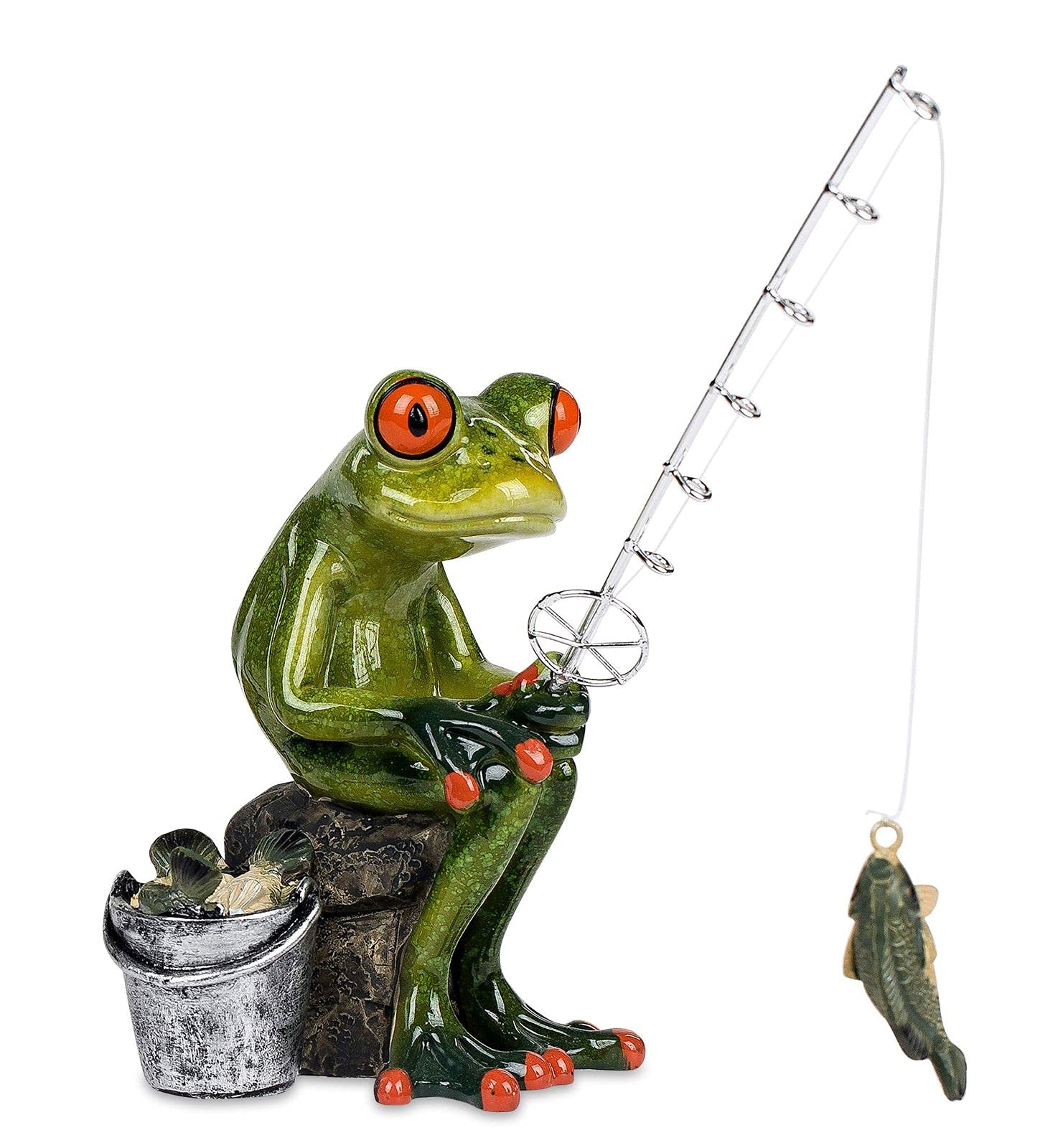 Cute Sitting Frog ~ Fishing ~ Decorative Figurine Decoration Decorative Figure