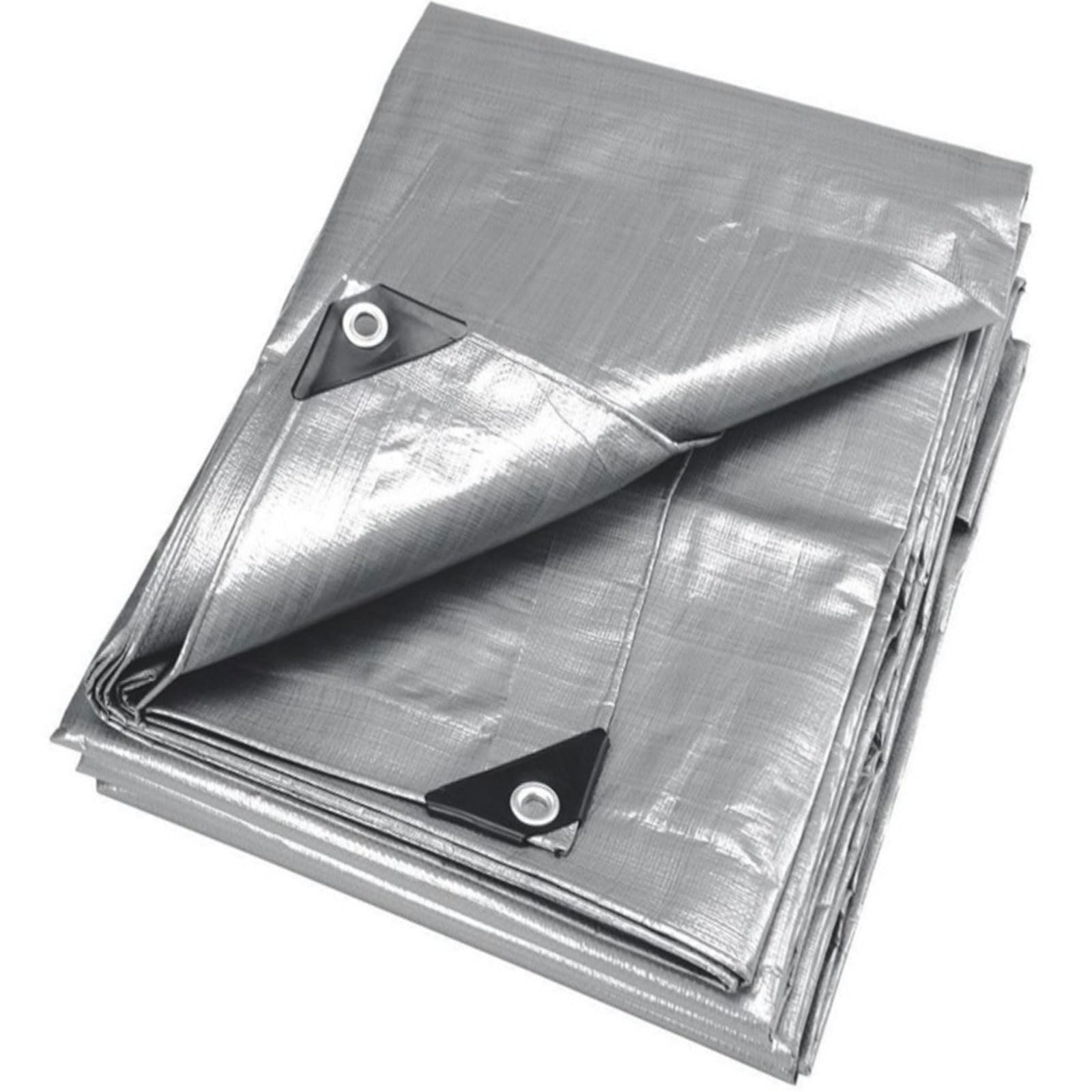 Tarpaulin Waterproof 140 x 210 cm Heavy Duty, Waterproof, UV Protection Tarp Cover with Eyelets, Universal, Multipurpose for Garden Furniture Camping Camping, Silver