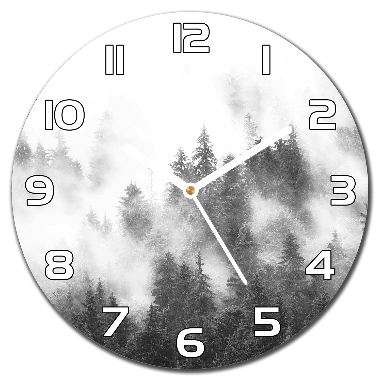 Horloge en verre cuisine salon moderne à aiguilles blanches 30 cm