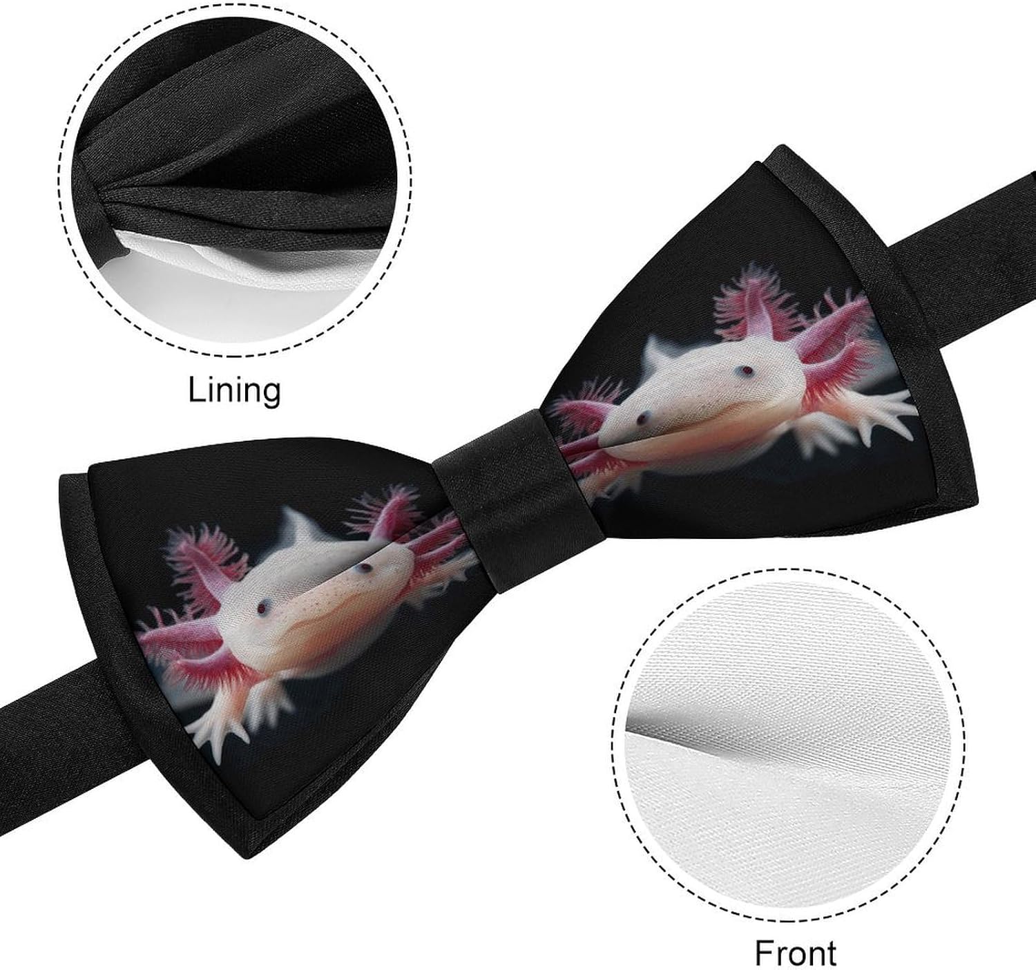Axolotl Cute Novelty Men's Bow Tie Pre-tied Adjustable Bowtie Accessories for Wedding Party