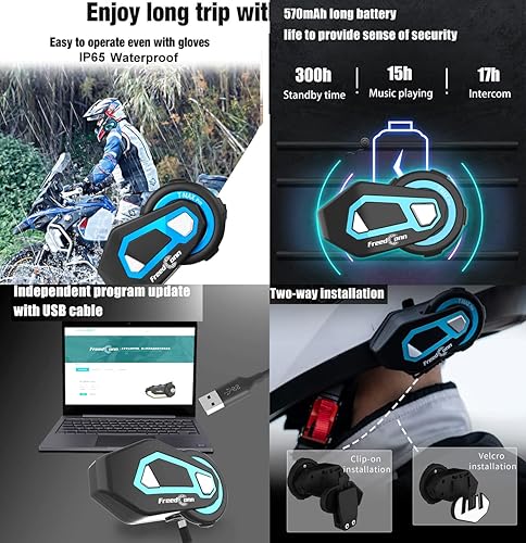 Miniatura 5 de FreedConn T-Max Pro V5.0 Casco de motocicleta Bluetooth Intercomunicador Auriculares Kit de sistemas de comunicación con cancelación de ruido