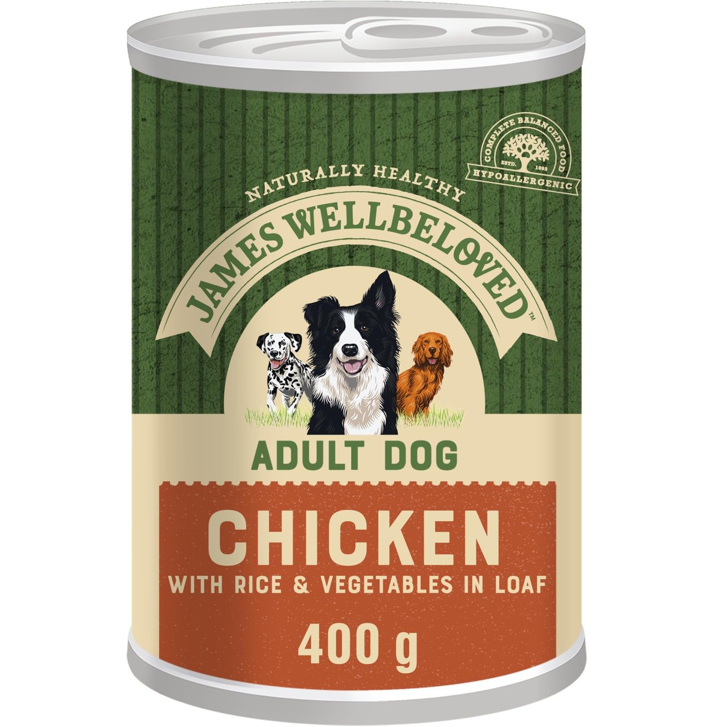 James Wellbeloved Boîte pour chien adulte poulet et riz dans du pain 12 x 400 g