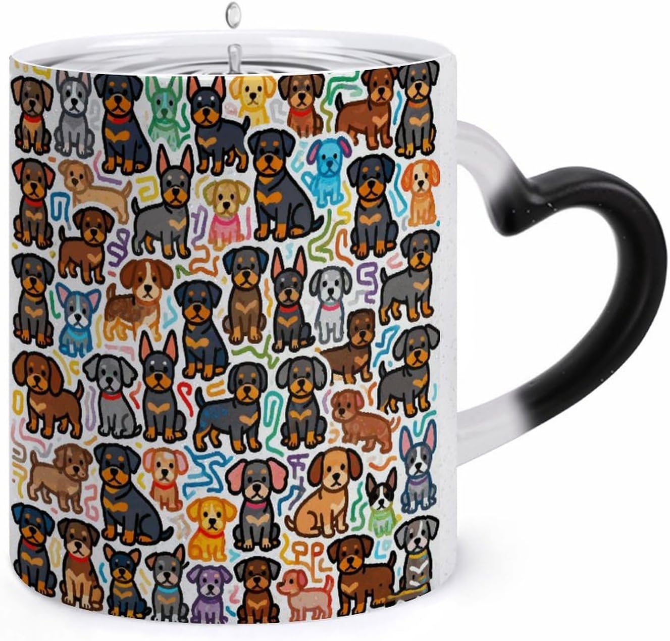 Color Changing Mug, Novelty Coffee Magic Cup, Rottweilers Doodle
