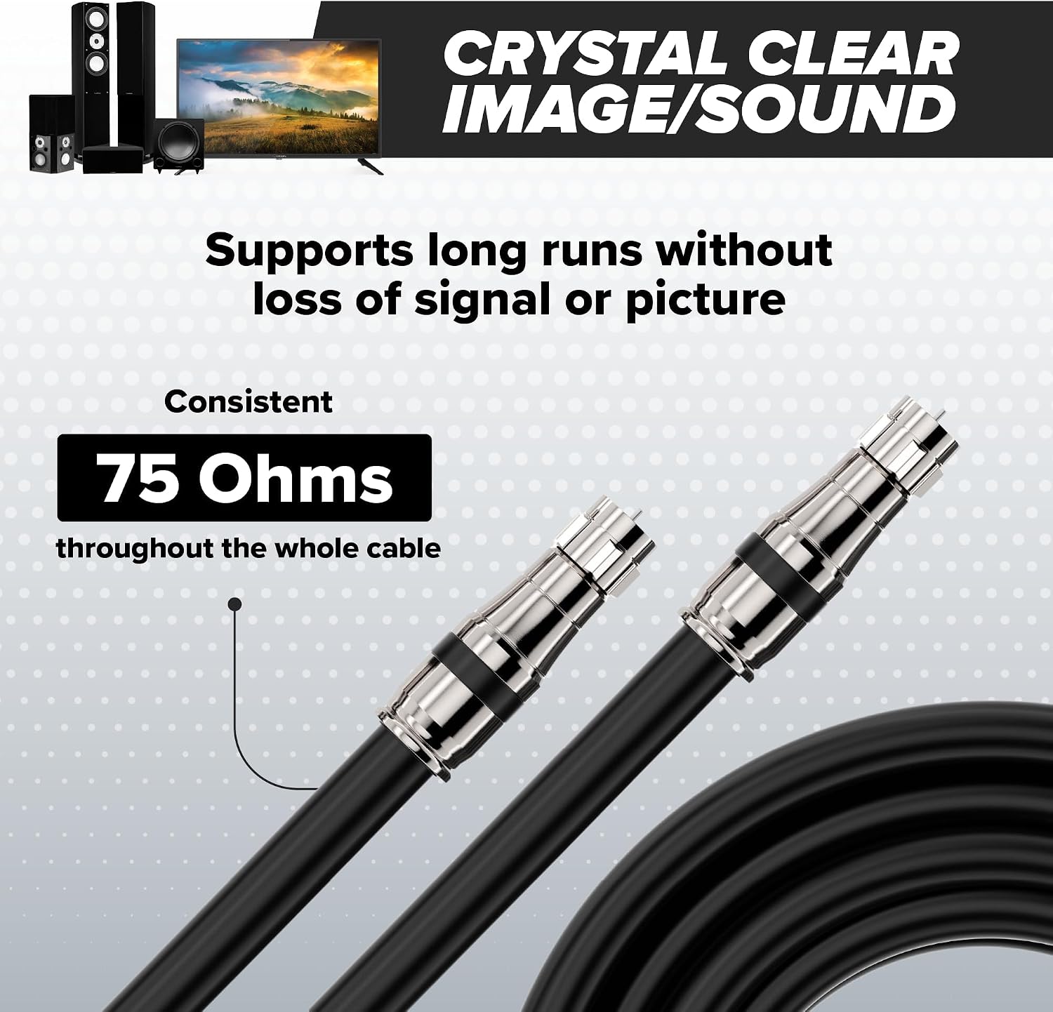 THE CIMPLE CO - RG11 Coaxial Cable 50 FT - Indoor/Outdoor Dual-Shielded Coax Cable for TV Antenna, Satellite Extension, Internet, CATV - Weather-Sealed RG11 Wire 50 Feet (15 Meters), Black