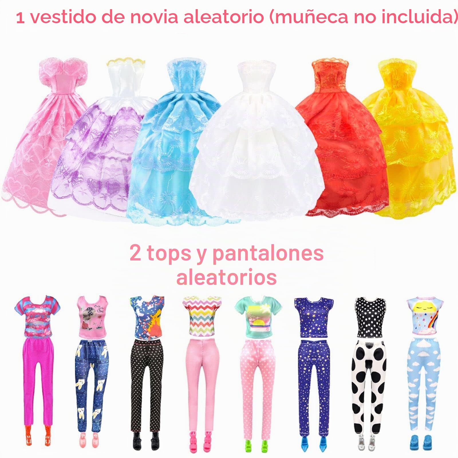 84 Pack Ropa y Accesorios para Muñecas Armario para 11.5 Pulgadas Muñeca de Niñas Que Incluye Vestidos de Novia Tops y Pantalones Zapatos Perchas Collares Juguetes Regalos para Niñas