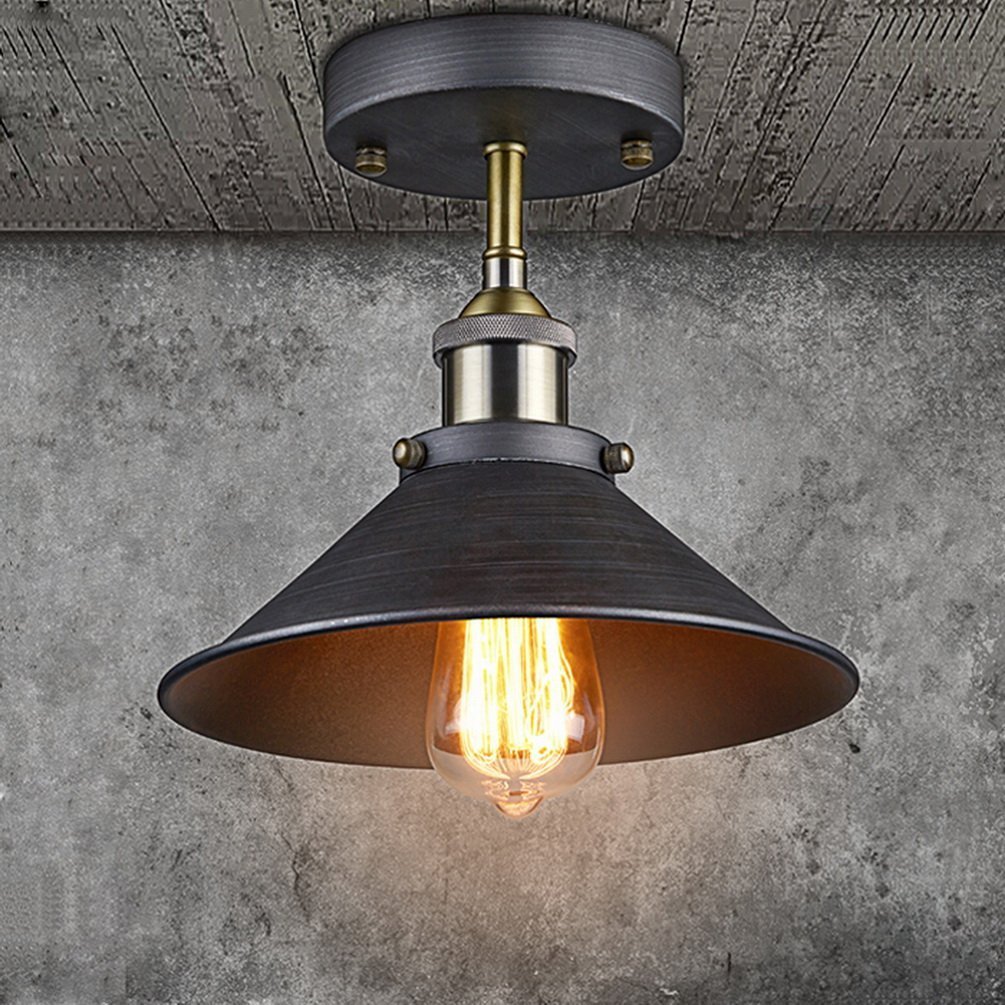 Vintage Industrial Semi Flushmount Mini Ceiling Light