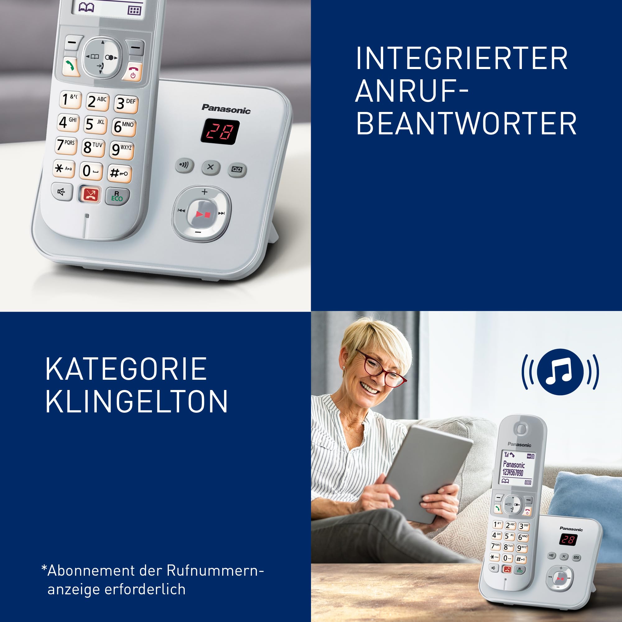 Panasonic KX-TG6861GS Schnurlostelefon mit Anrufbeantworter perl-Silber