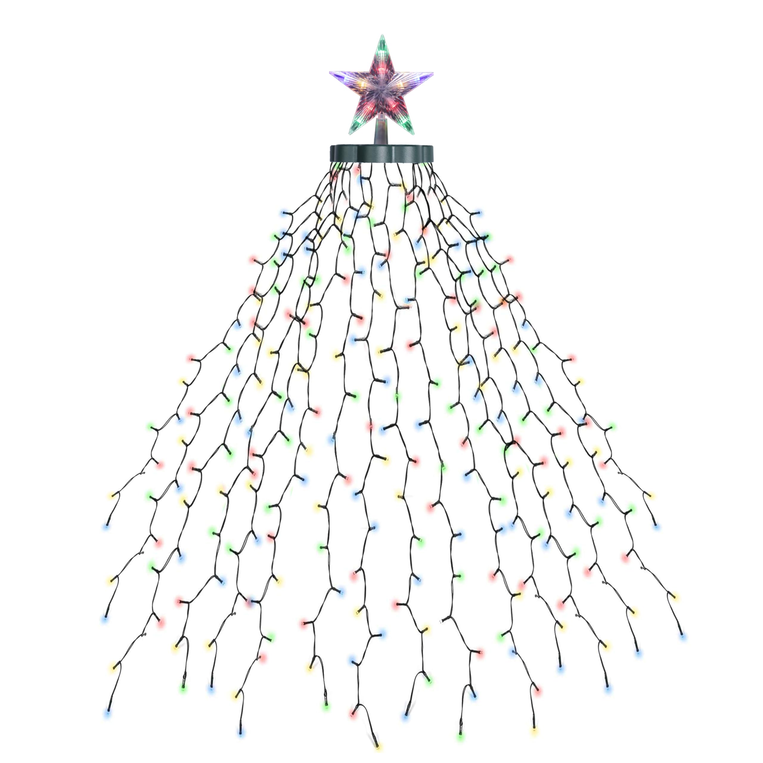 EcoNour 2m Cluster Tree Lights | 400 LED String Lights with Ring and 16 Garlands | 8 Modes LED String Lights for Christmas Trees (210cm & 240cm) | Multicolor Lights for Indoor and Outdoor Use