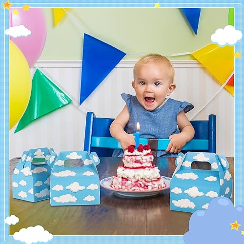 Miniatura 7 de Tinlade Cajas de golosinas de cielo azul, nubes blancas, bolsa de dulces a dos aguas de dibujos animados, suministros de fiesta temática de