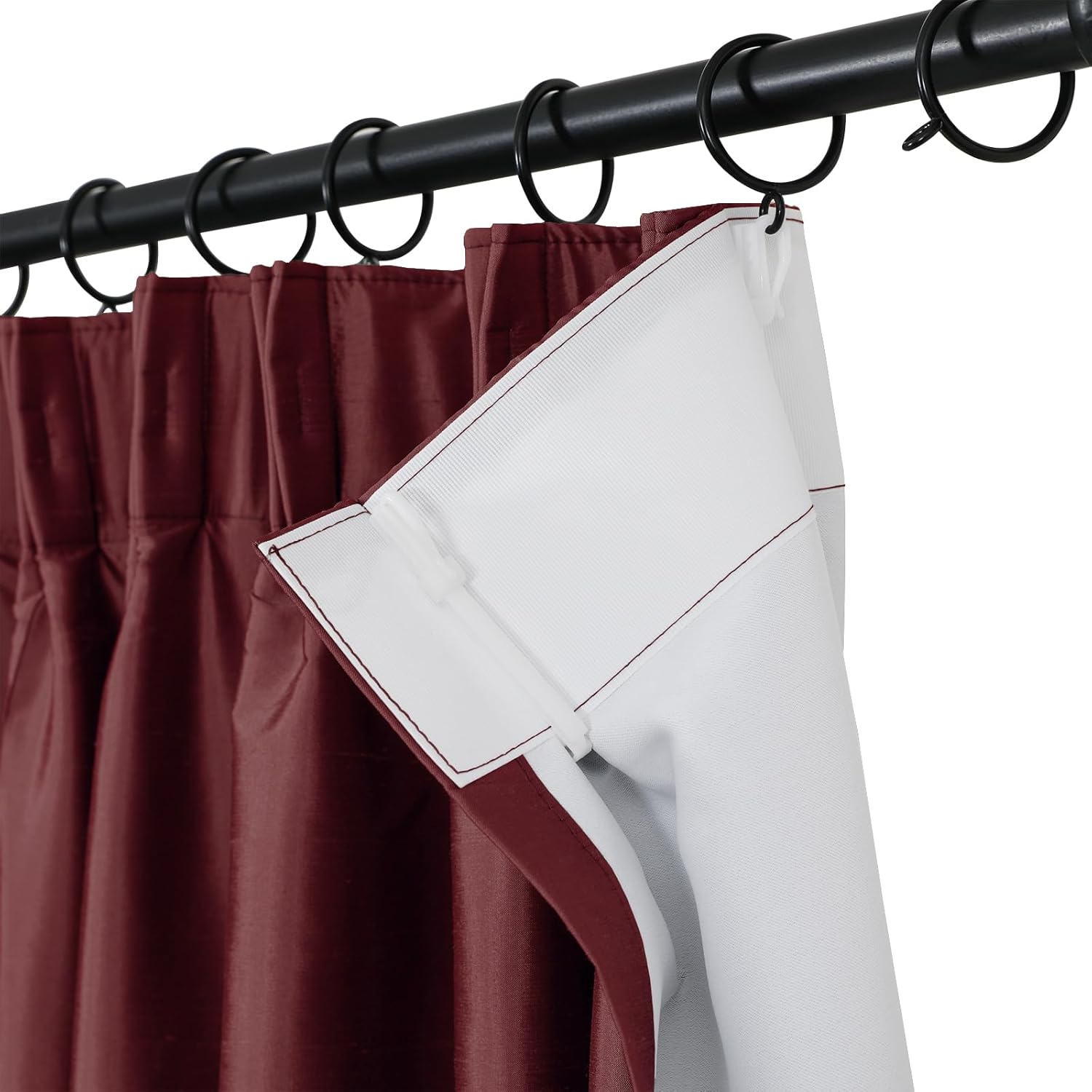 TWOPAGES Wine Dupioni Silk Curtain Pinch Pleated Drape 96 Inches Long for Bedroom Privacy Curtain for Living Room Kitchen, 26W x 96L Inch, 1 Panel