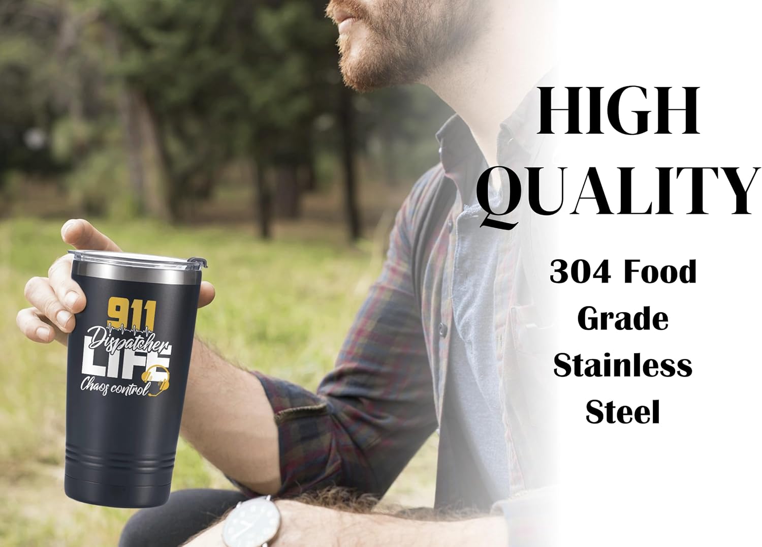 Onebttl Dispatcher Gifts for Men, Women - 20 oz/590 ml Stainless Steel Insulated Tumbler with Straw - Thank you, Appreciation, Birthday gifts For Dispatcher - 911 Chaos